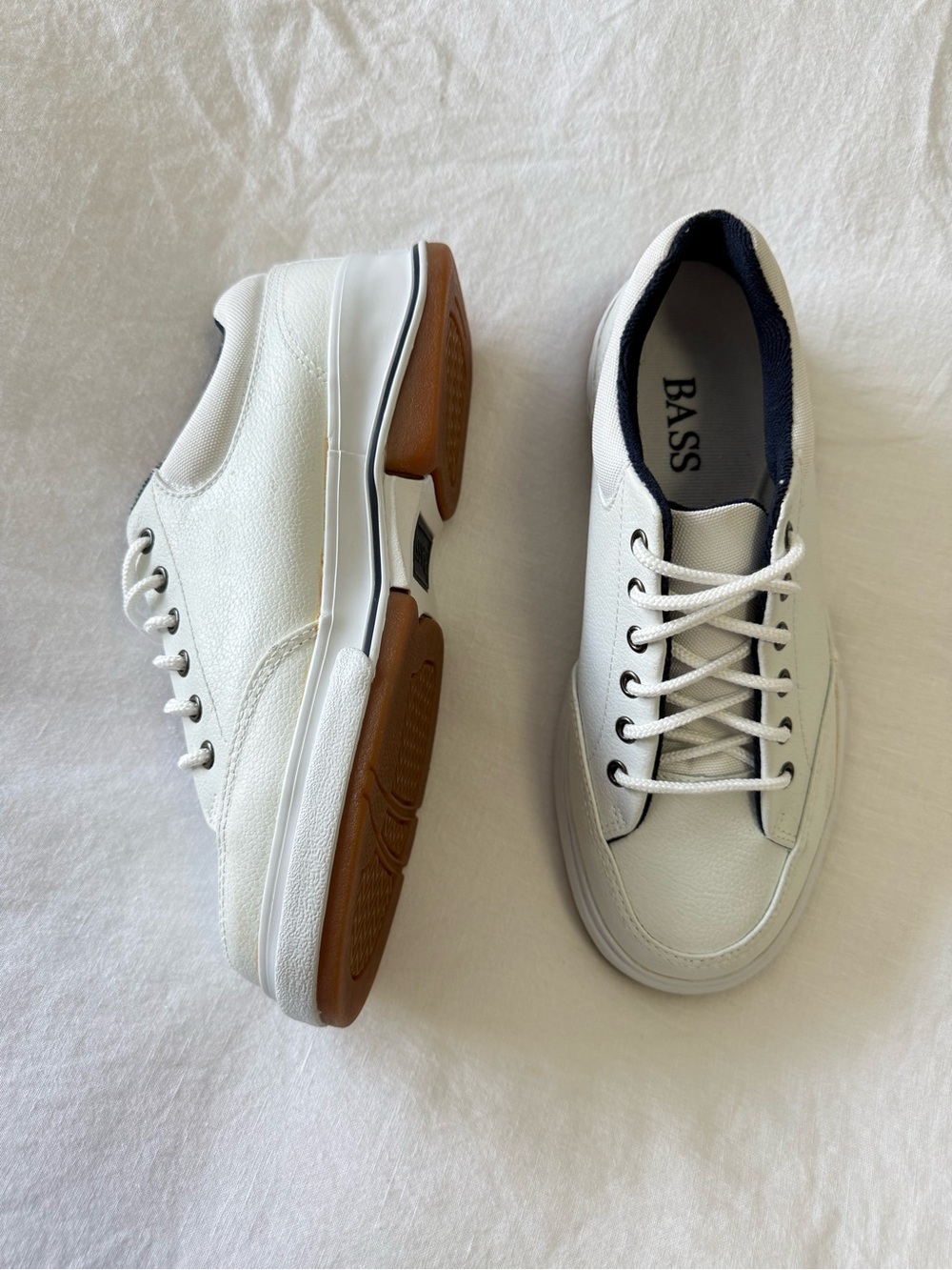 G.H. Bass & Co. | Mens 7.5 | White Leather Low Top Lace-Up Racquet Sneakers